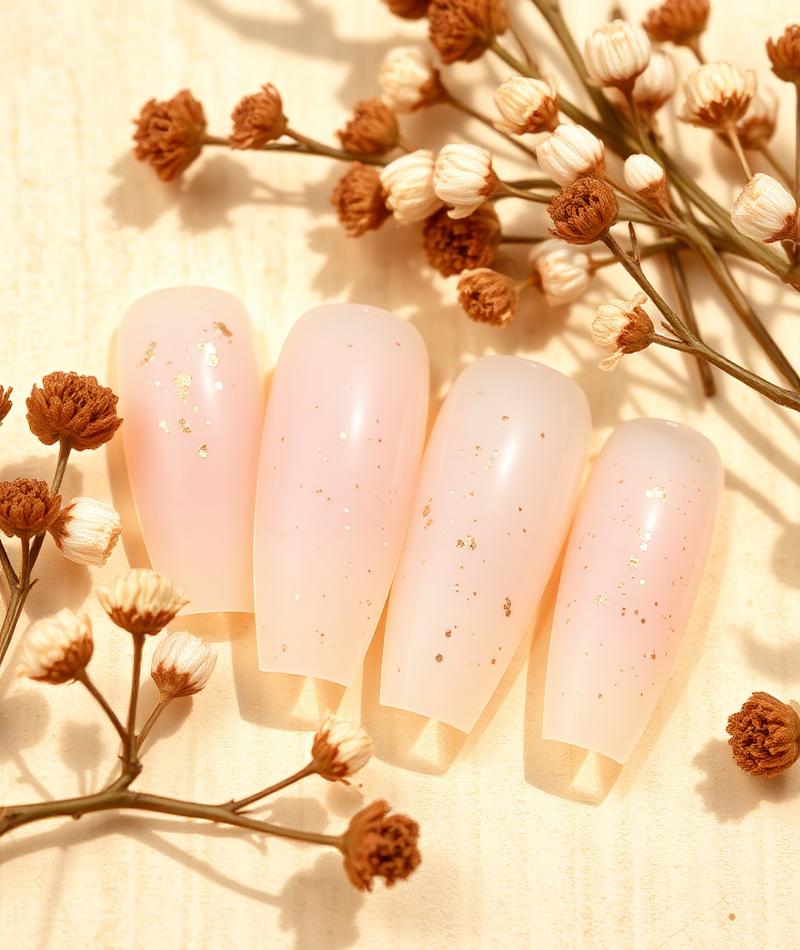 Jelly laiteux avec éclats de feuille dorée